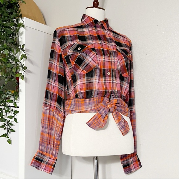 Free People We The Free‎ Womens Shirt First Bloom Plaid Multicolor Size Small - Picture 5 of 12